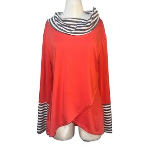 PATPAT | CROSS OVER LONG SLEEVE STRIPED COLORBLOCK TUNIC TOP